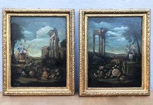 COPPIA DI CAPRICCI - OLIO SU TELA | XVIII-IX SECOLO